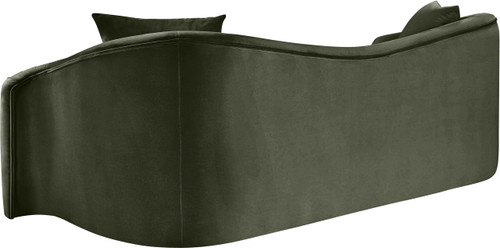 Sofa with Ultra Luxe Green 460 GSM Velvet, Rich Curves, 91" W x 34.5" D x 31" H, Green