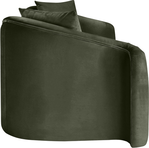 Sofa with Ultra Luxe Green 460 GSM Velvet, Rich Curves, 91" W x 34.5" D x 31" H, Green
