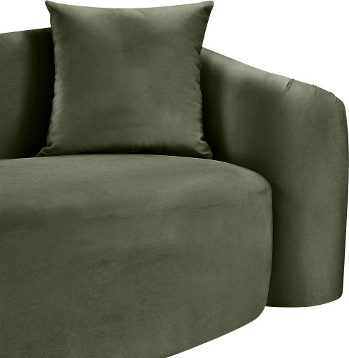 Sofa with Ultra Luxe Green 460 GSM Velvet, Rich Curves, 91" W x 34.5" D x 31" H, Green
