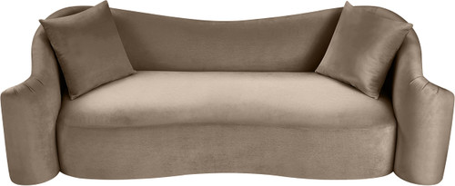 Sofa with Ultra Luxe Taupe 460 GSM Velvet, Rich Curves, 91" W x 34.5" D x 31" H, Taupe