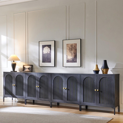 123.5" W Modern Arch Sideboard Buffet Cabinet with Storage, Dark Grey