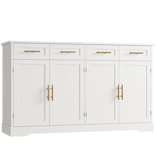 60" W Sideboard Buffet Cabinet with Storage, Kitchen Cabinet, White