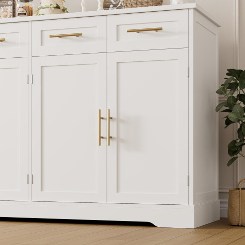 60" W Sideboard Buffet Cabinet with Storage, Kitchen Cabinet, White