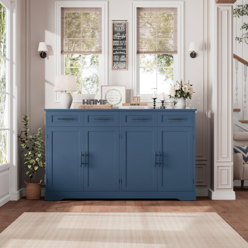 60" W Sideboard Buffet Cabinet with Storage, Kitchen Cabinet, Blue