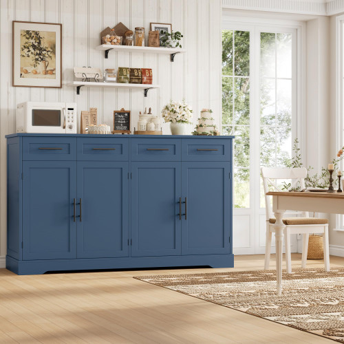 60" W Sideboard Buffet Cabinet with Storage, Kitchen Cabinet, Blue