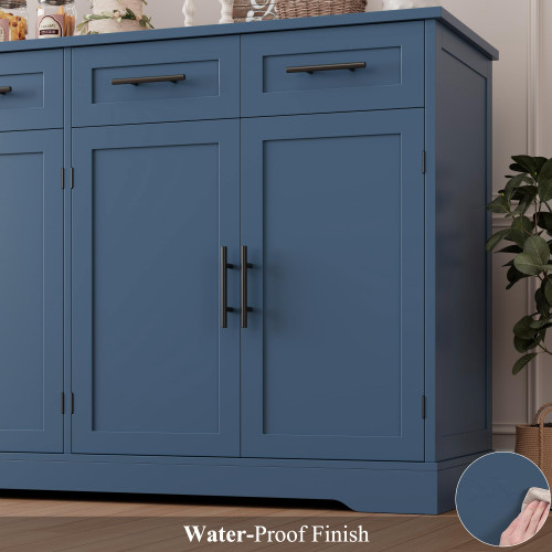 60" W Sideboard Buffet Cabinet with Storage, Kitchen Cabinet, Blue