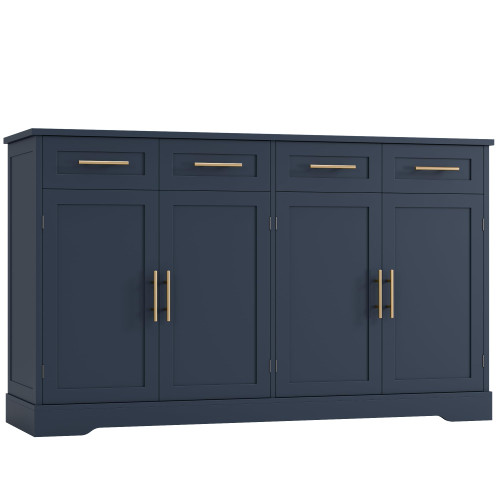 Sideboard Buffet Cabinet with Storage, Kitchen Cabinet, Blue/Gold