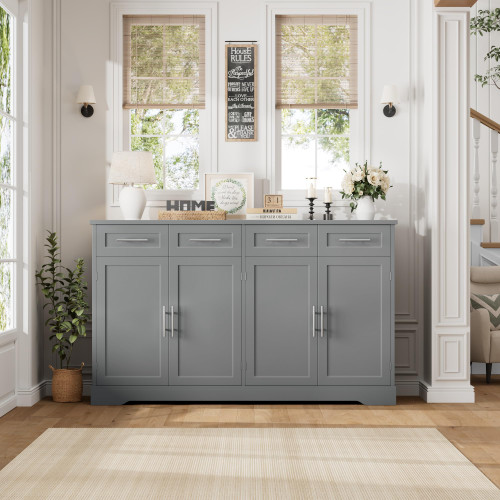 60" W Sideboard Buffet Cabinet with Storage, Kitchen Cabinet, Gray
