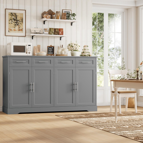 60" W Sideboard Buffet Cabinet with Storage, Kitchen Cabinet, Gray