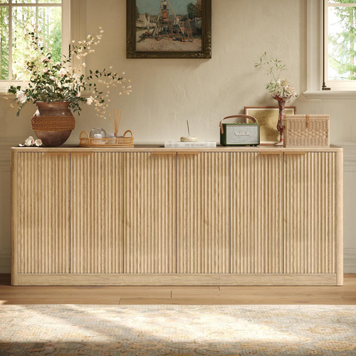 67" Fluted Oak Buffet Cabinet with Storage