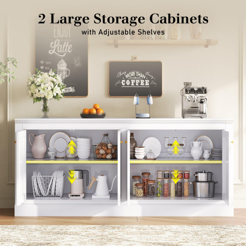 72" Farmhouse Sideboard Buffet Cabinet with Barn Doors