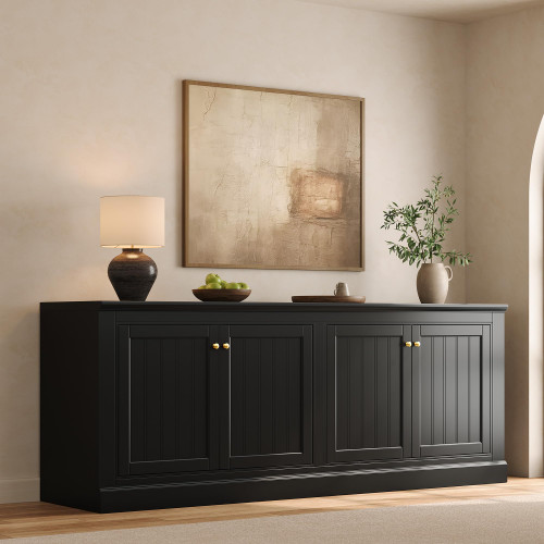 72" Modern Sideboard Buffet Cabinet with Vertical Grooved Doors