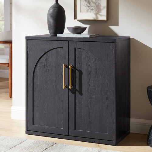 Arched Door Sideboard Buffet Cabinet, Black