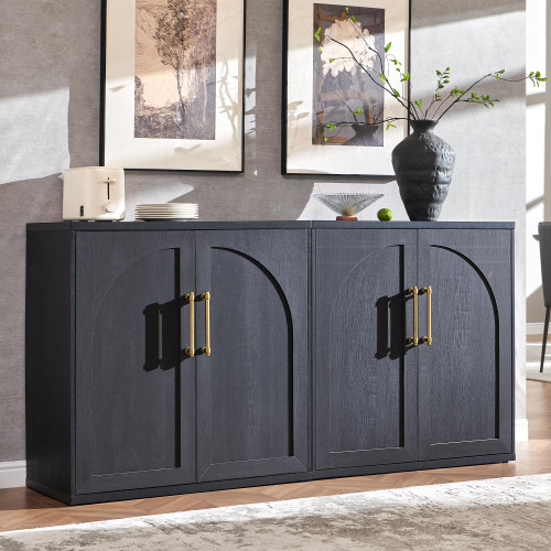 Arched Door Sideboard Buffet Cabinet, Black