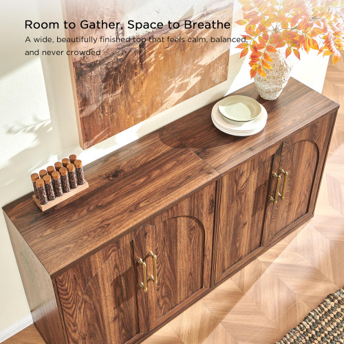 Arched Door Sideboard Buffet Cabinet, Brown
