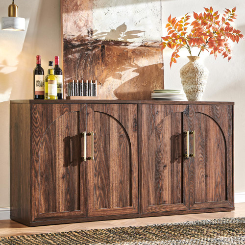 Arched Door Sideboard Buffet Cabinet, Brown