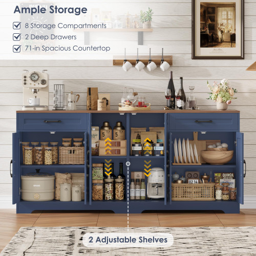 71” Large Sideboard Buffet Cabinet with Storage