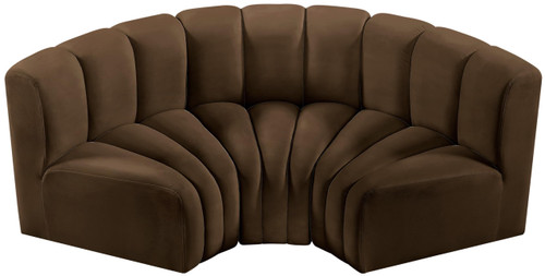 Modular Sofa with Soft Brown Velvet, Deep Channel Tufting, Modular Design, 80" W x 37" D x 30" H, Brown