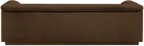 Velvet Upholstered Sofa with Soft Brown Velvet Fabric, Deep Channel Tufting, Curved Arms, 94" W x 34" D x 28" H, Brown