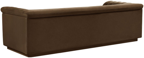 Velvet Upholstered Sofa with Soft Brown Velvet Fabric, Deep Channel Tufting, Curved Arms, 94" W x 34" D x 28" H, Brown