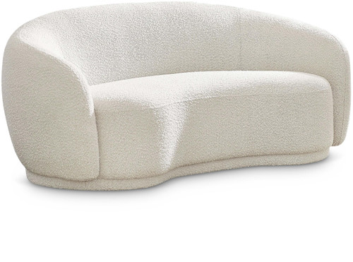 Boucle Fabric Upholstered Loveseat, Cream, 64" W x 38" D x 27.5" H