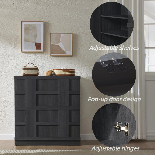 Sideboard Buffet Cabinet with Storage, 62.6”W Credenza Storage Cabinet, Large Cabinet with 6 Compartments, Console Table for Dining Room, Kitchen, and Living Room, Entryway (Charcoal Oak)