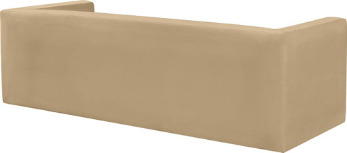 Velvet Upholstered Sofa with Soft Camel Velvet, Solid Wood Frame, 89.5" W x 34.5" D x 28" H, Camel