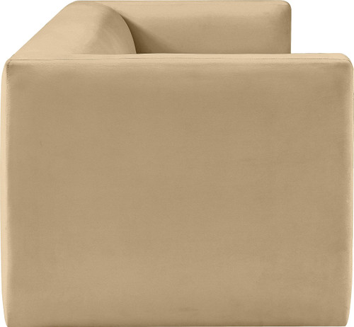 Velvet Upholstered Sofa with Soft Camel Velvet, Solid Wood Frame, 89.5" W x 34.5" D x 28" H, Camel