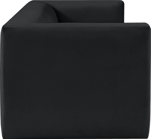 Velvet Upholstered Sofa with Rich Black Velvet, Solid Wood Frame, 89.5" W x 34.5" D x 28" H, Black