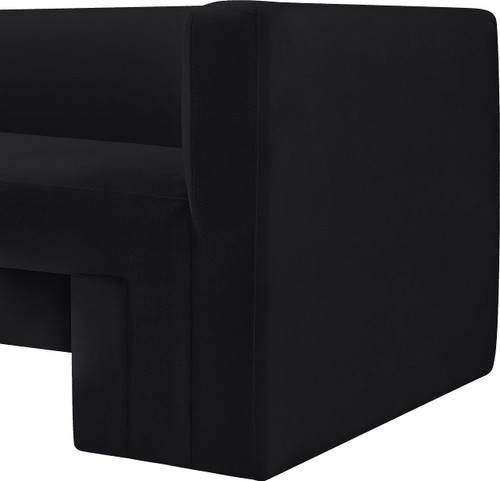Velvet Upholstered Sofa with Rich Black Velvet, Solid Wood Frame, 89.5" W x 34.5" D x 28" H, Black