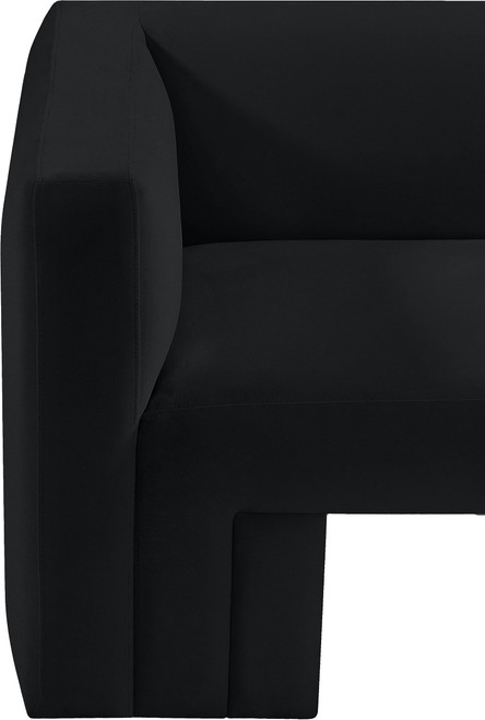 Velvet Upholstered Sofa with Rich Black Velvet, Solid Wood Frame, 89.5" W x 34.5" D x 28" H, Black