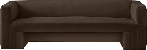 Velvet Upholstered Sofa with Rich Brown Velvet, Solid Wood Frame, 89.5" W x 34.5" D x 28" H, Brown