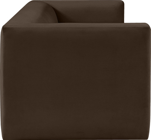 Velvet Upholstered Sofa with Rich Brown Velvet, Solid Wood Frame, 89.5" W x 34.5" D x 28" H, Brown