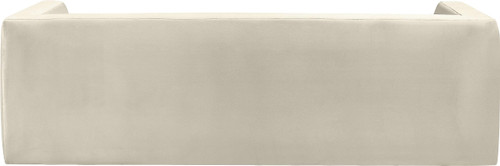 Velvet Upholstered Sofa with Rich Cream Velvet, Solid Wood Frame, 89.5" W x 34.5" D x 28" H, Cream