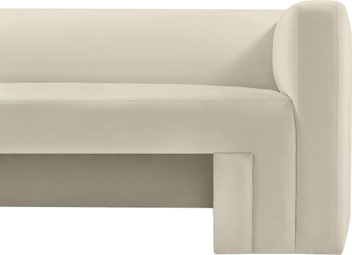Velvet Upholstered Sofa with Rich Cream Velvet, Solid Wood Frame, 89.5" W x 34.5" D x 28" H, Cream