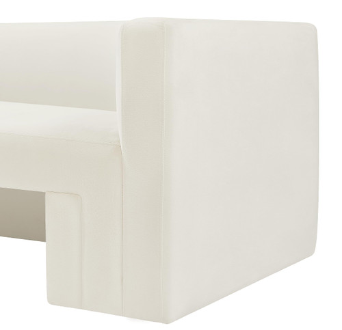 Velvet Upholstered Sofa with Rich Cream Velvet, Solid Wood Frame, 89.5" W x 34.5" D x 28" H, Cream