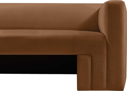 Velvet Upholstered Sofa with Soft Saddle Brown Velvet, Solid Wood Frame, 89.5" W x 34.5" D x 28" H, Saddle