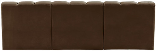 Modular Sofa with Soft Brown Velvet, Deep Channel Tufting, Modular Design, 89.5" W x 31" D x 30" H, Brown