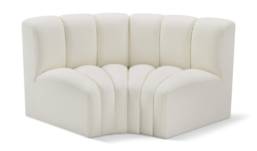 Modular Sofa with Soft Cream Vegan Leather, Deep Channel Tufting, Modular Design, 60" W x 33" D x 30" H, Cream