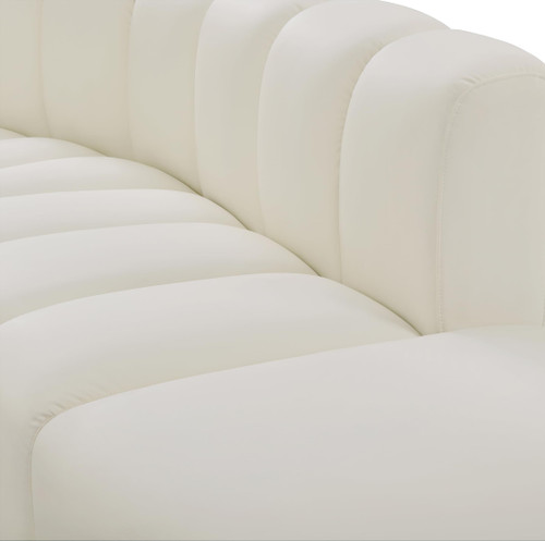 Modular Sofa with Soft Cream Vegan Leather, Deep Channel Tufting, Modular Design, 60" W x 33" D x 30" H, Cream