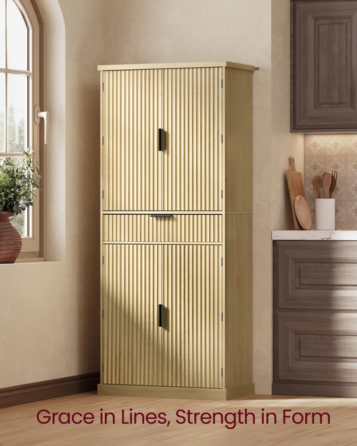 Pantry Cabinet, Freestanding Tall Cupboard with a Drawer