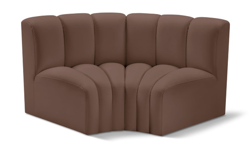Modular Sofa with Soft Brown Vegan Leather, Deep Channel Tufting, Modular Design, 60" W x 33" D x 30" H, Brown