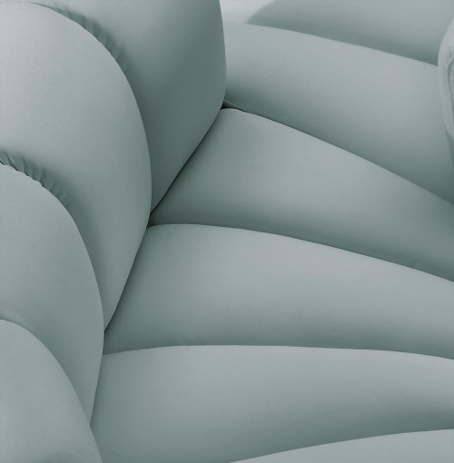 Modular Sofa with Soft Mint Green Vegan Leather, Deep Channel Tufting, Modular, 60" W x 33" D x 30" H, Mint