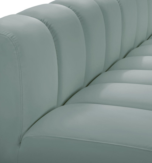 Modular Sofa with Soft Mint Green Vegan Leather, Deep Channel Tufting, Modular, 60" W x 33" D x 30" H, Mint