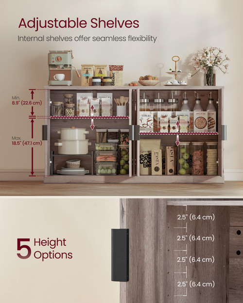 Contemporary Buffet Cabinet with Adjustable Shelves, Fluted Doors