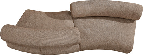 Modular Sofa with Soft Brown Chenille Cross Hatched Fabric, 108" W x 40" D x 27.5" H, Brown