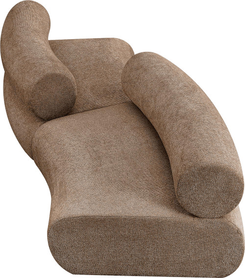 Modular Sofa with Soft Brown Chenille Cross Hatched Fabric, 108" W x 40" D x 27.5" H, Brown