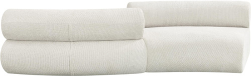 Modular Sofa with Soft Cream Chenille Cross Hatched Fabric, 108" W x 40" D x 27.5" H, Cream