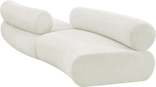 Modular Sofa with Soft Cream Chenille Cross Hatched Fabric, 108" W x 40" D x 27.5" H, Cream