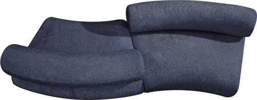 Modular Sofa with Soft Navy Chenille Cross Hatched Fabric, 108" W x 40" D x 27.5" H, Navy